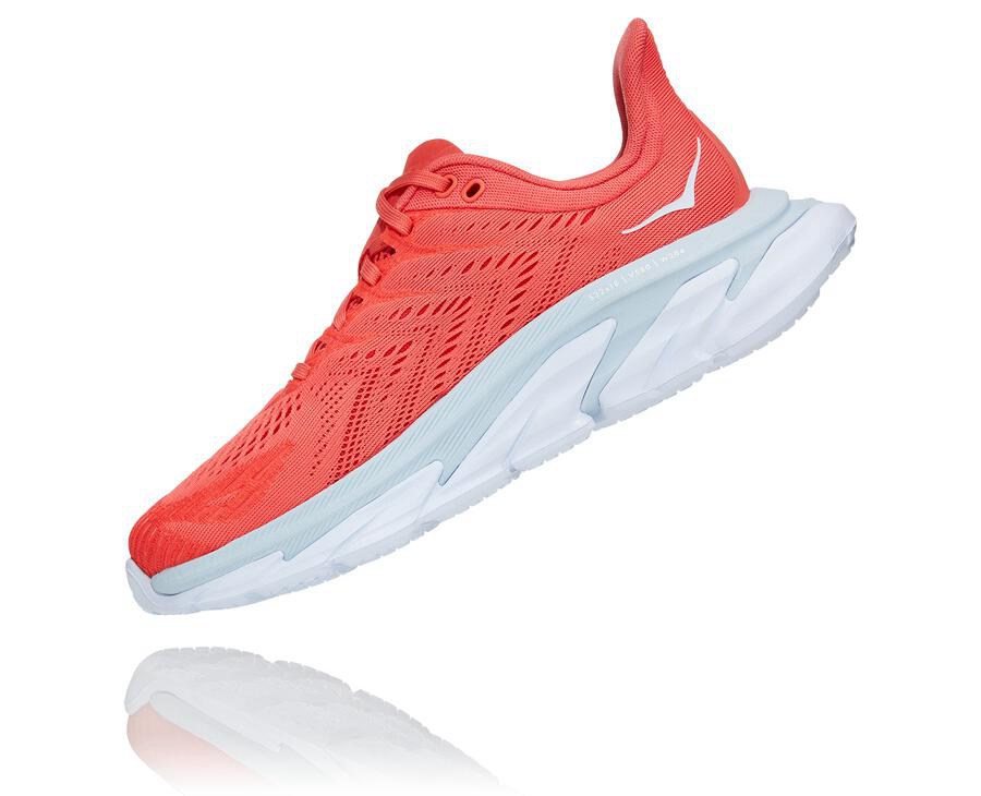 Hoka Australia One One Clifton Edge - Womens Running Shoes Red/White - RDNJX-5043